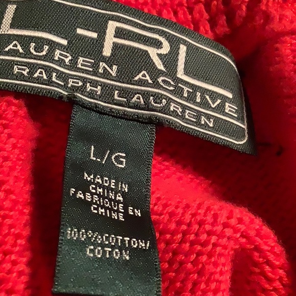 Ralph Lauren Lauren Active 100% Cotton Knit Red Sweater with Cowl Neck - Picture 13 of 13